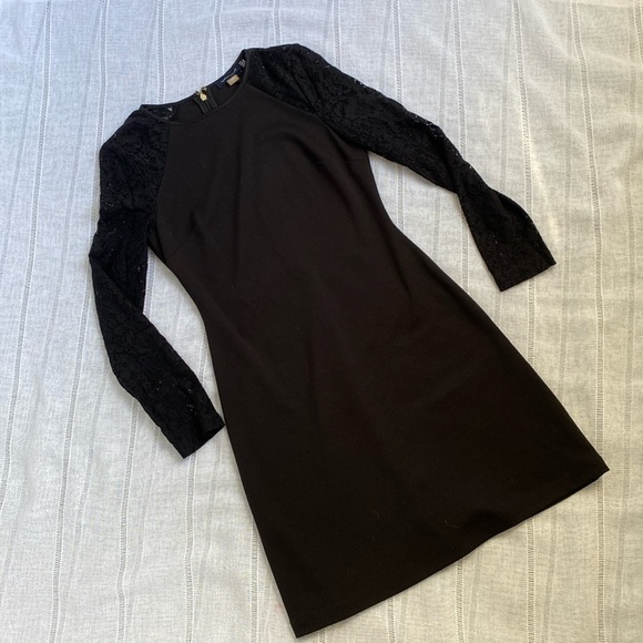 Tommy Hilfiger little black dress with long sleeves lace sleeves. - Picture 13 of 16